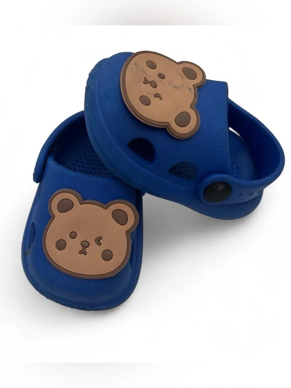 2C Baby Crocs Royal Blue & Brown Bear Appliqué Charm